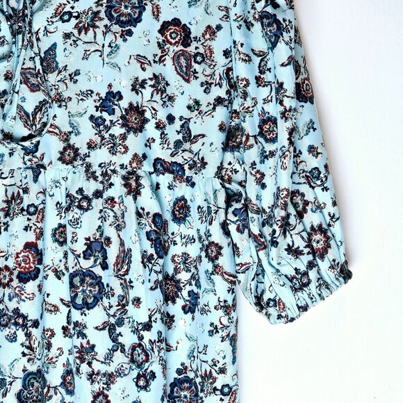 BOG Collective Women's Blue Ivory Floral Oversized Mini Babydoll Dress, NWOT, Sm - Picture 4 of 9